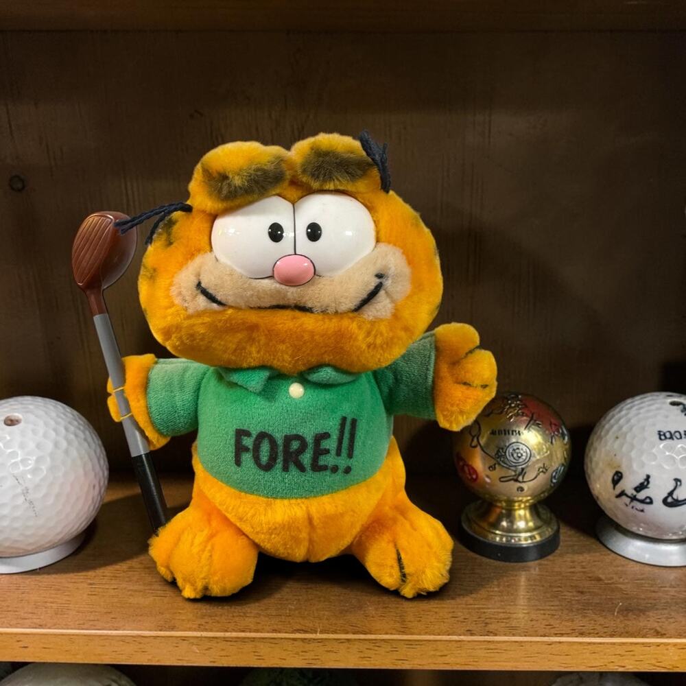 VTG Garfield Dakin FORE Golf Plush Stuffed Animal with Club 1978 1981 Toy